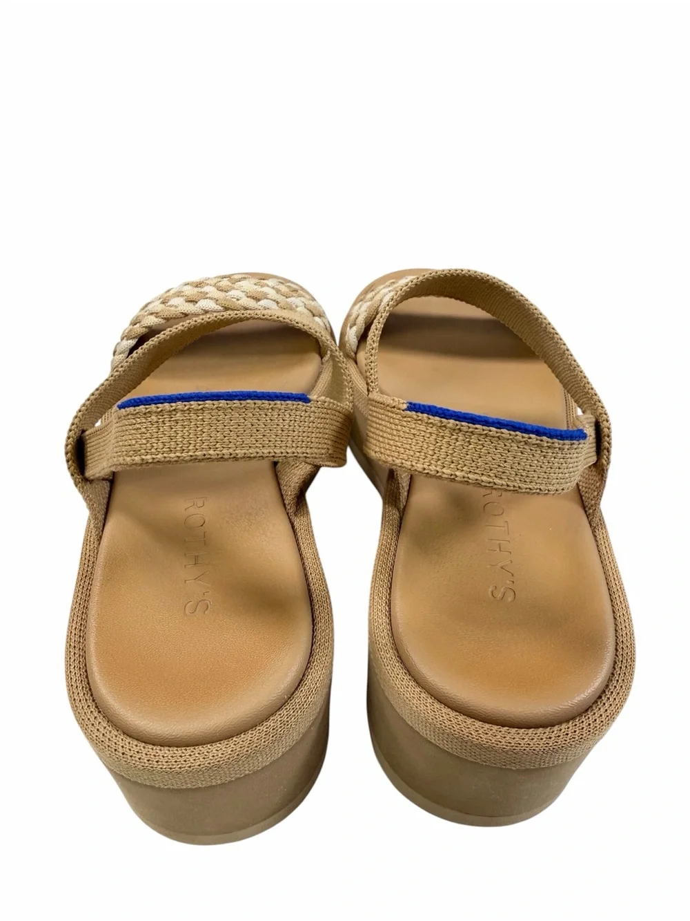 Rothy’s The Lightweight Platform Wedge Sandals in Beach Sand Woven Size 7.5